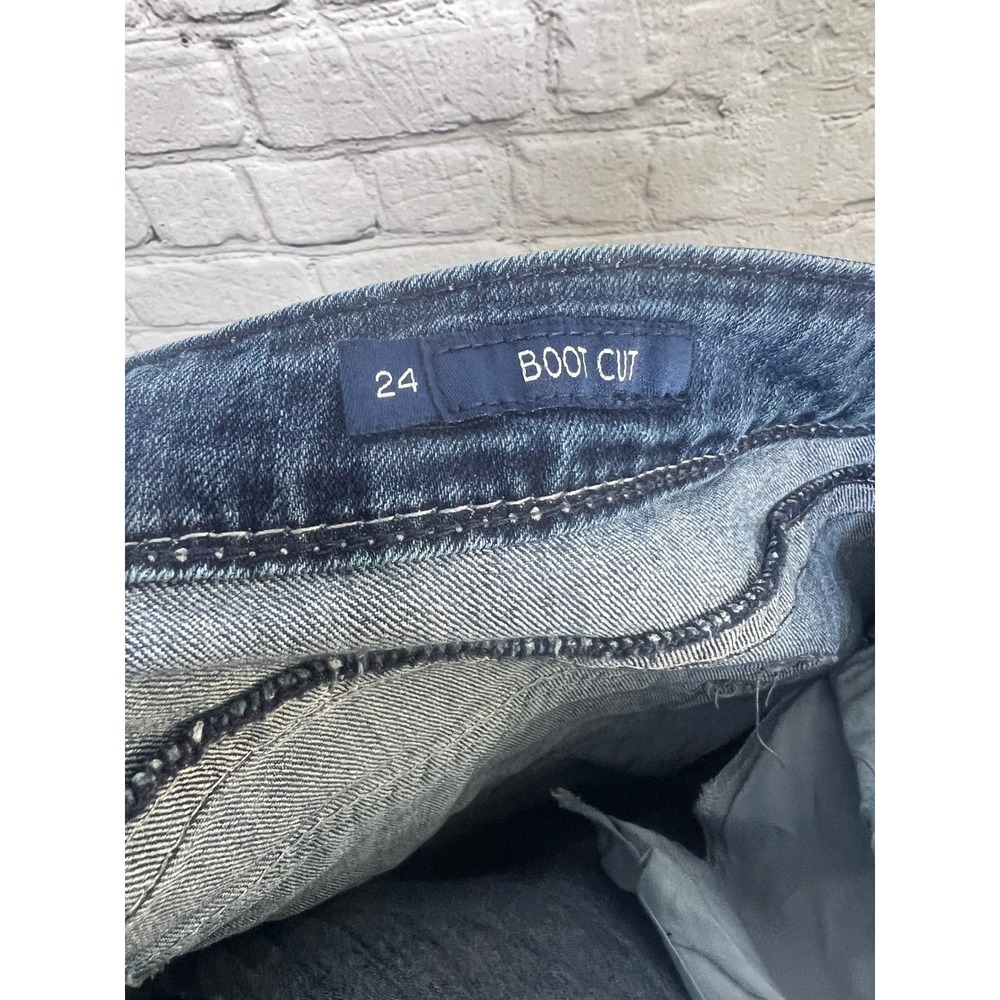 Seven7 Luxe Womens Plus Size 24 Bootcut Jeans Medium Wash Embellished Pockets - Picture 6 of 8
